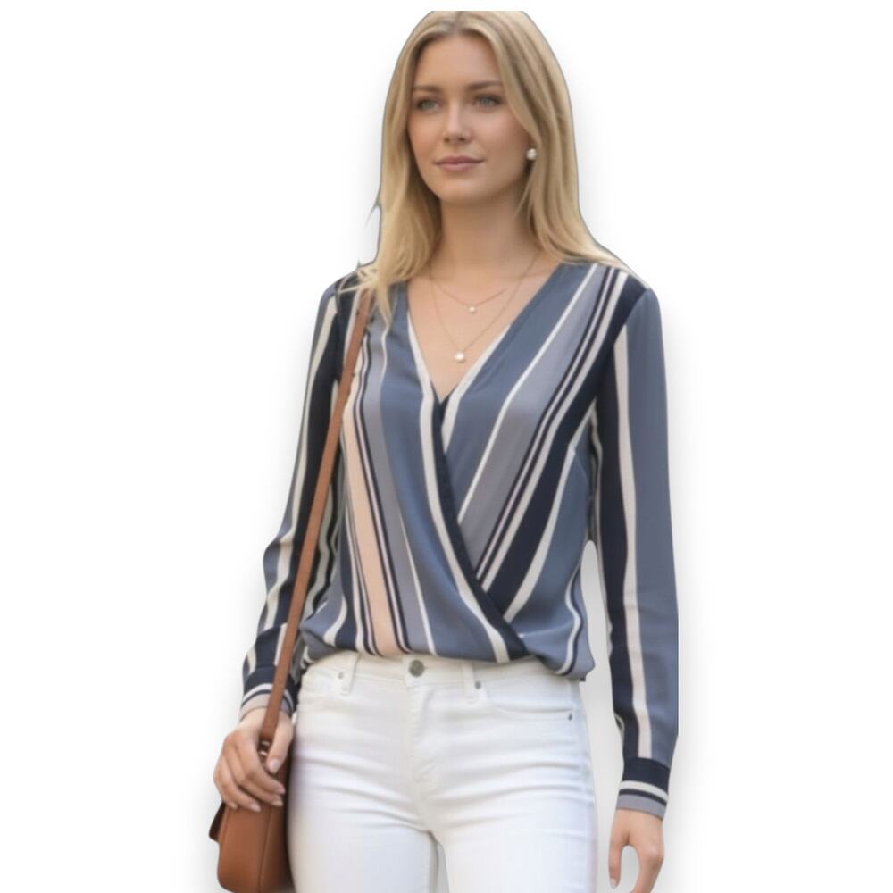 Ann Taylor Striped Blouse V-Neck Professional Luxe Office Chic Size S - Picture 9 of 9